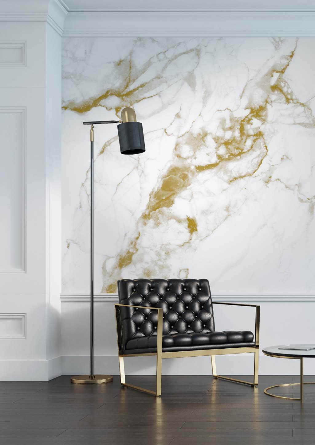 Amsterdam Wonderwalls, fotobehang marble wit-goud | Faam Webshop